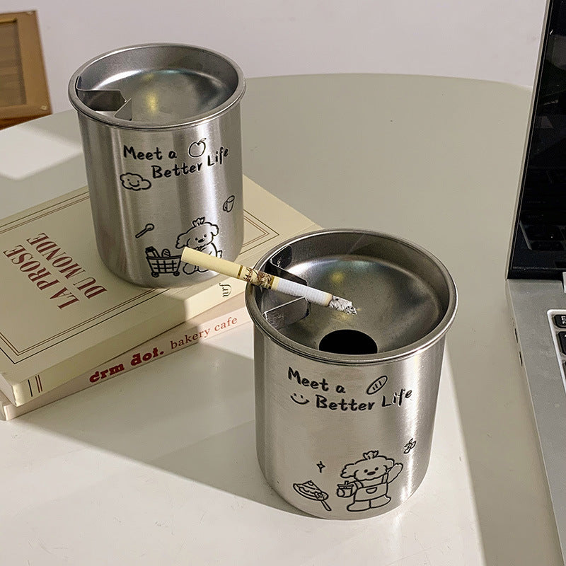 Stainless Steel Ashtray with Cute Animal Motif Kalsten