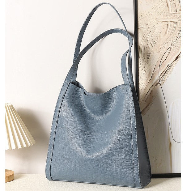 Pebbled Leather Slouchy Shoulder Tote Bag