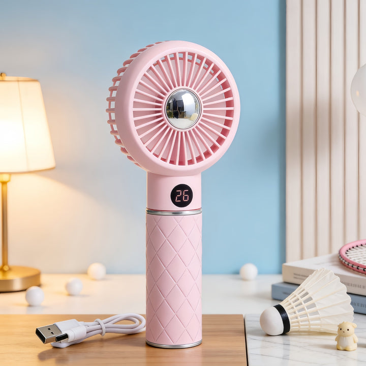 Portable Hand Fan with Digital Temperature Display and Comfortable Design Kalsten