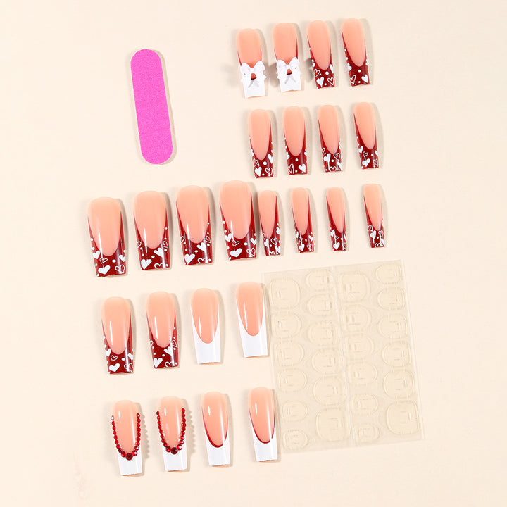 3D Heart-Accent Press-On Nail Art Extensions Kalsten