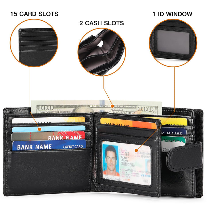 Classic RFID-Blocking Leather Bi-Fold Wallet Kalsten
