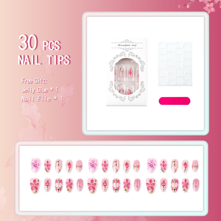 Artificial nails with floral and glamorous details Kalsten