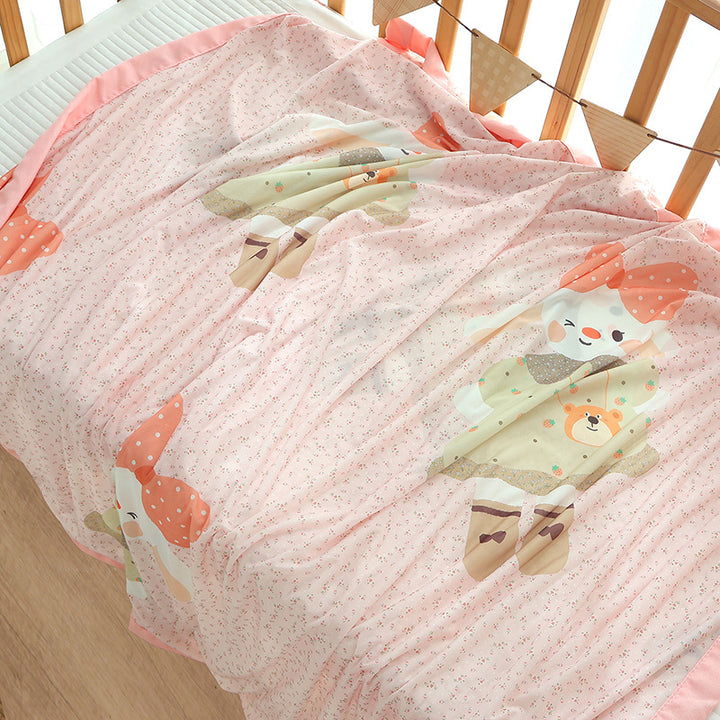 Unisex Nan cozy baby blanket made of cotton muslin with breathable filling and satin edge Kalsten