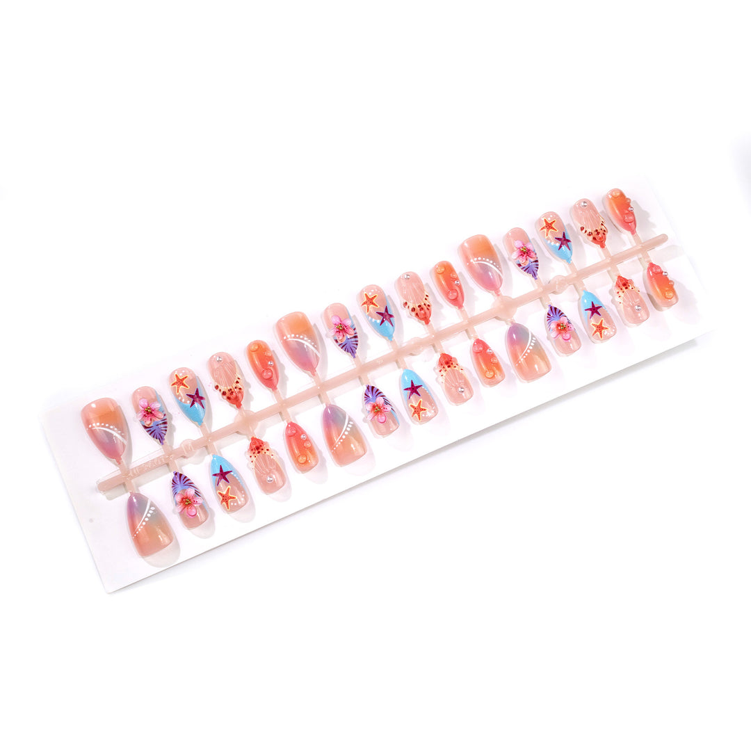 Artistic Tropical-Inspired Press-On Nail Art Kalsten