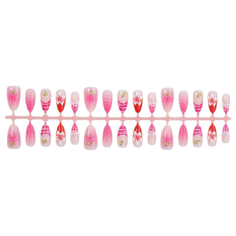 Artificial nail set with blooming 3D details and glitter accents Kalsten