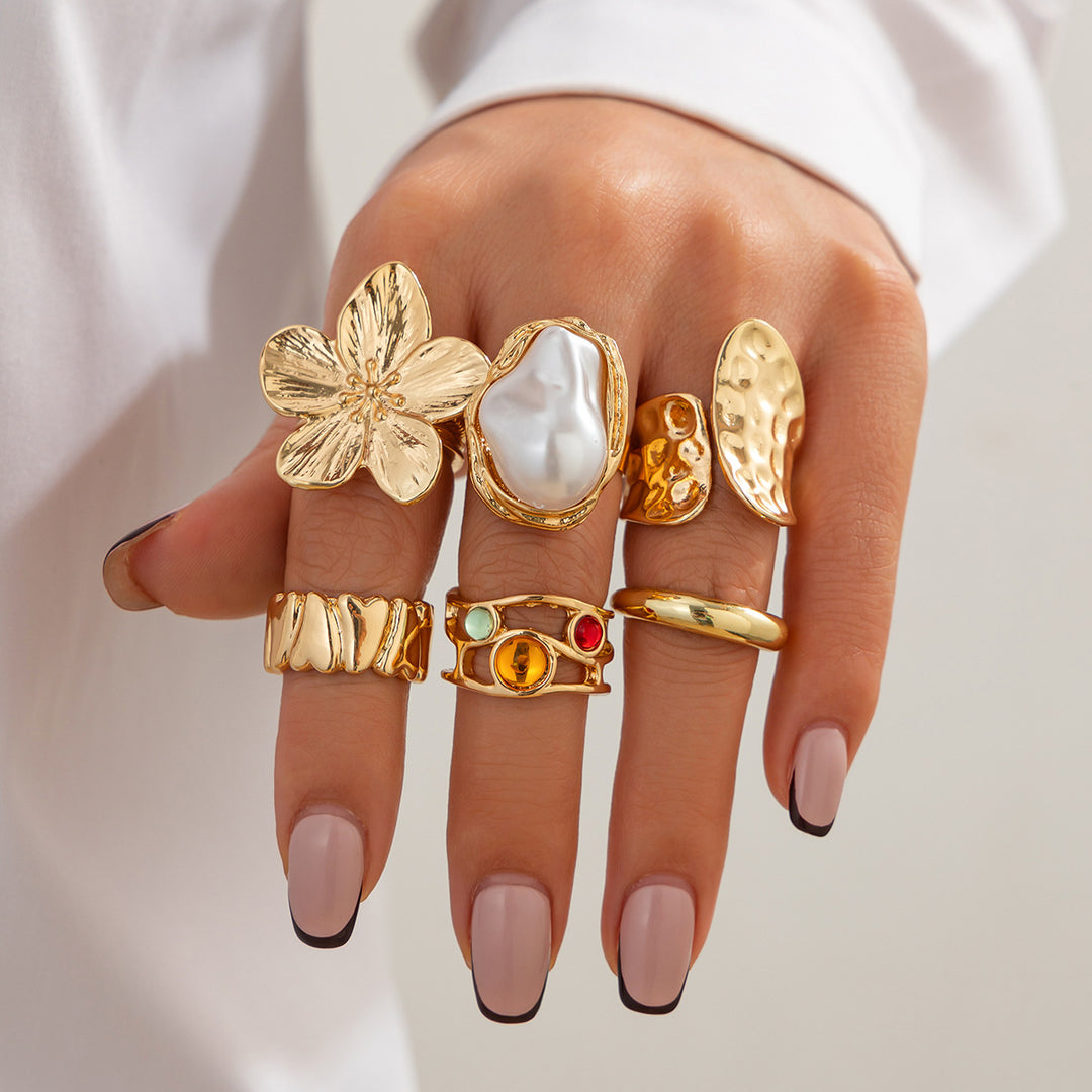 Floral Silver Statement Ring Kalsten