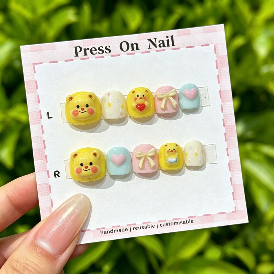 Artistic Press-On Nail Set with Floral and Graphic Designs