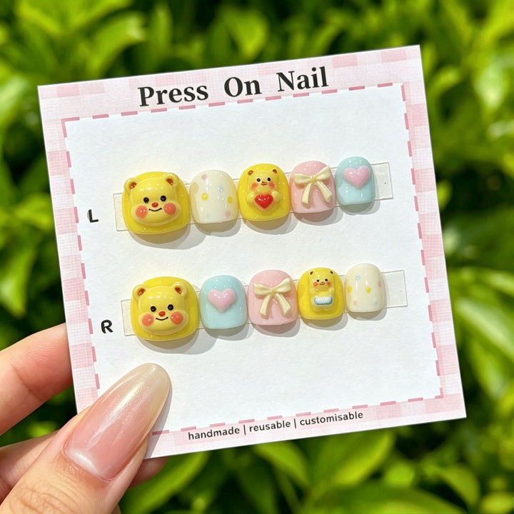 Artistic Press-On Nail Set with Floral and Graphic Designs