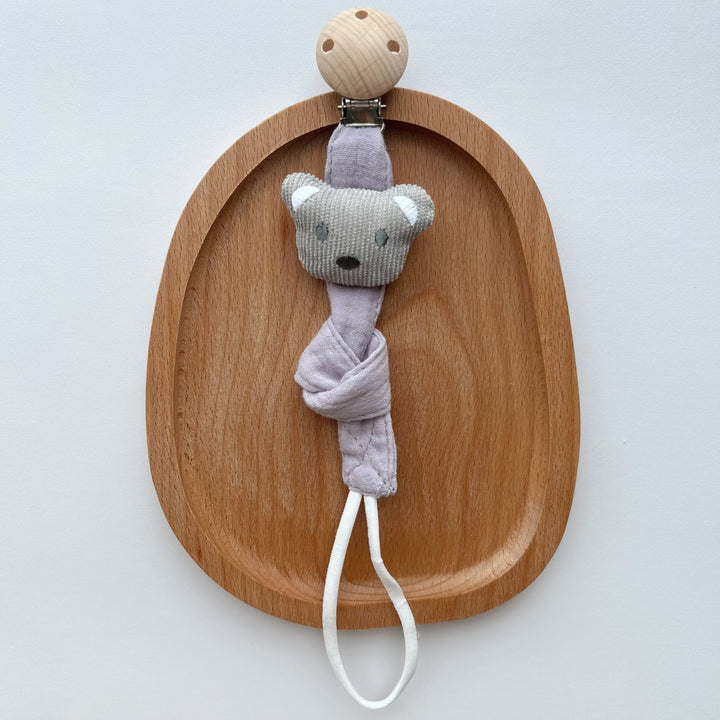 Baby Pacifier Clip with Plush Elephant Head Wooden Safety Clip