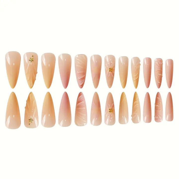Artistic Press-On Nail Set with Floral Design Kalsten