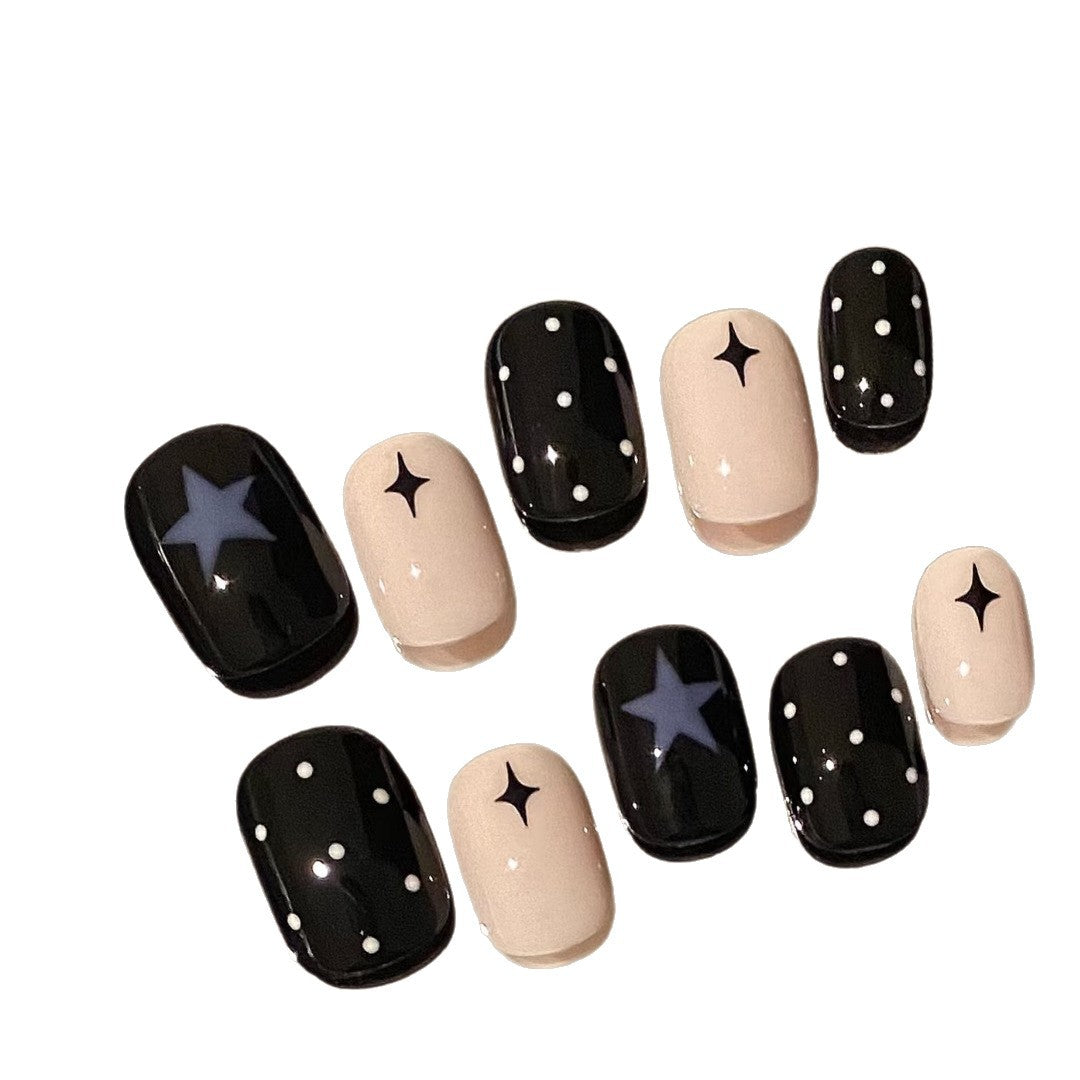 Artistic Star and Dot Press-On Nails