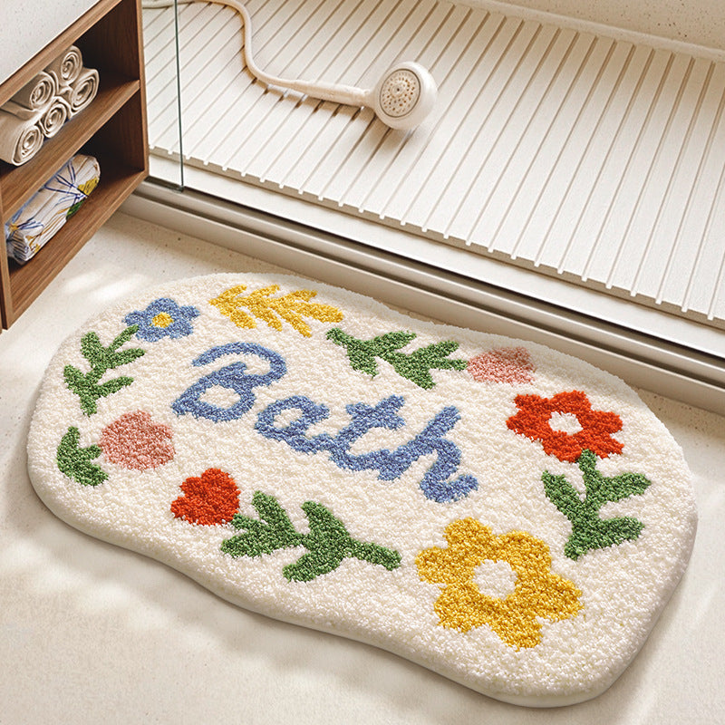 Textured Floral Bath Mat Kalsten