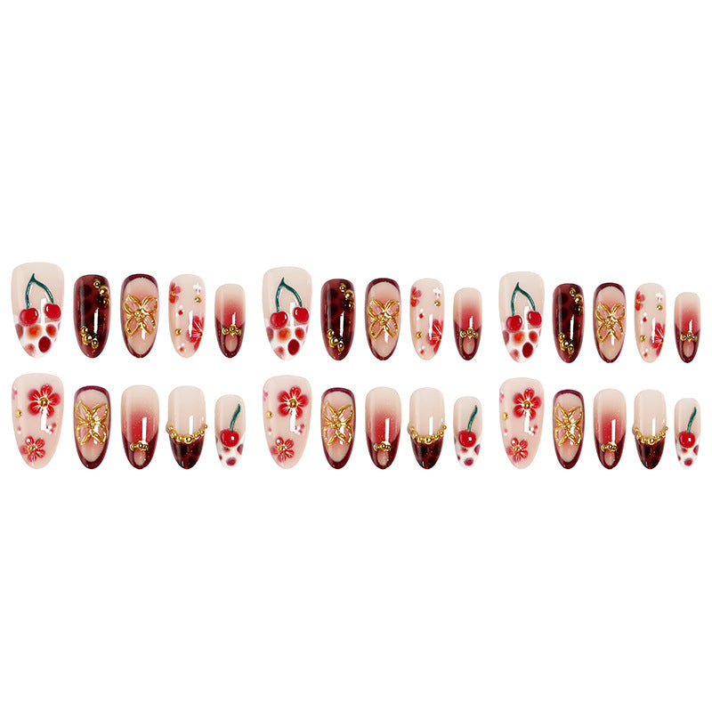 Artificial nail set with elegant floral designs and glitter effect Kalsten