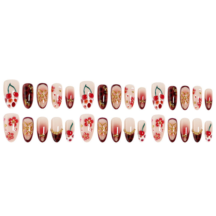Artificial nail set with elegant floral designs and glitter effect Kalsten