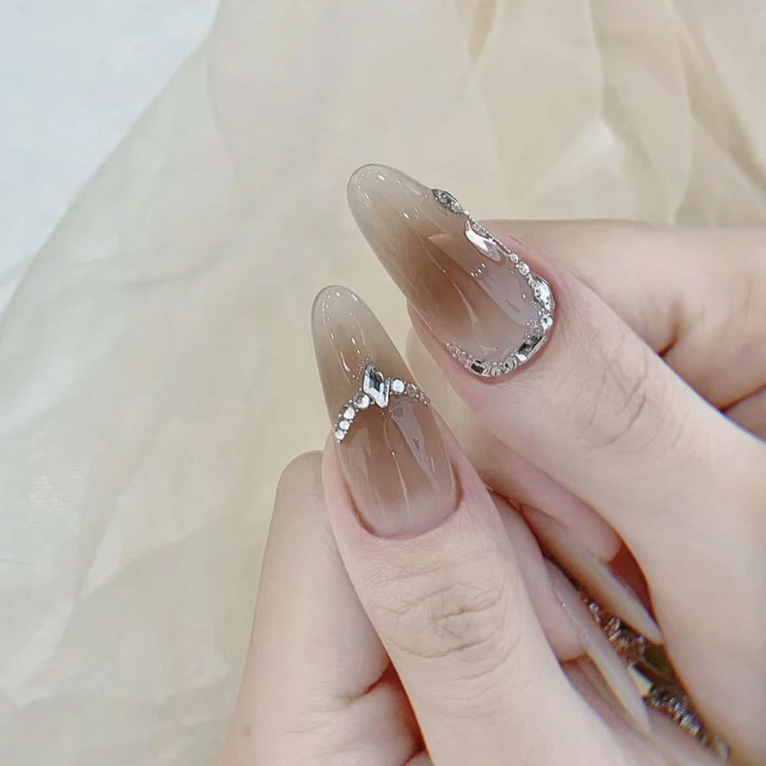 Artistic Premium Press-On Nail Art Set with Crystal Accents Kalsten