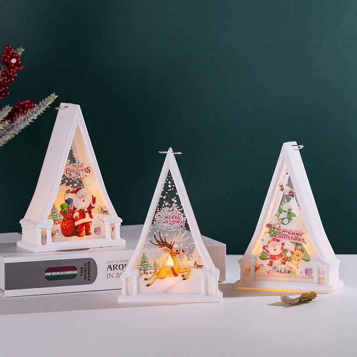 Christmas lantern with LED lighting and festive snowman