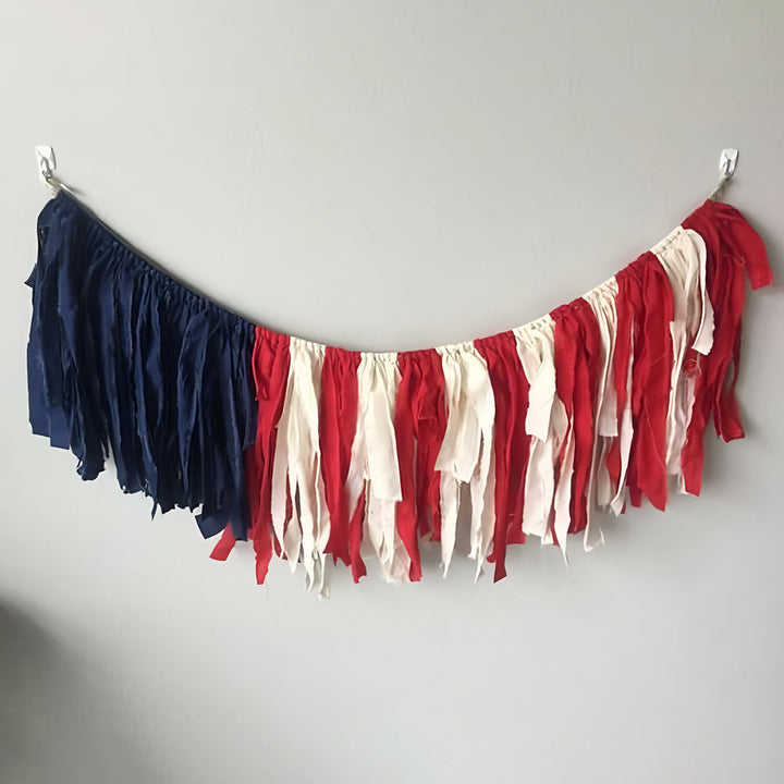 Unisex nan fabric tassel garland banner with mixed-length chiffon strips and durable hanging cord Kalsten