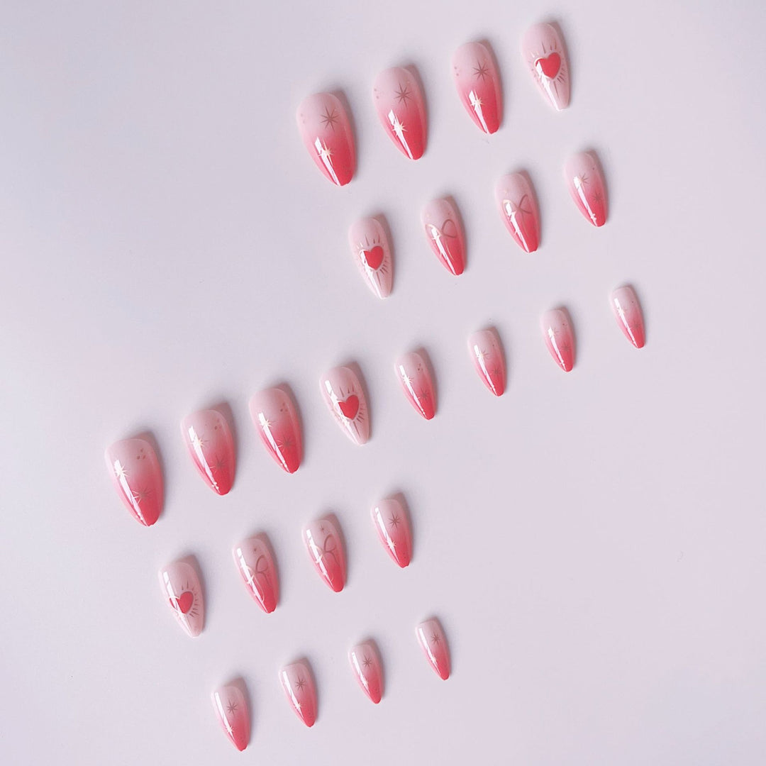 Glamorous artificial nail tips with heart and star decorations Kalsten