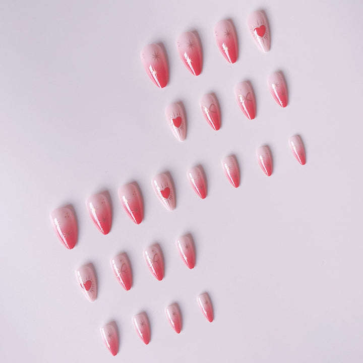 Glamorous artificial nail tips with heart and star decorations Kalsten
