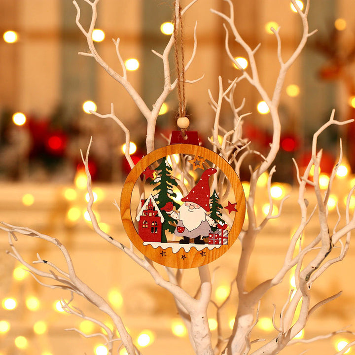 Decorative Wooden Santa Scene Ornament Kalsten