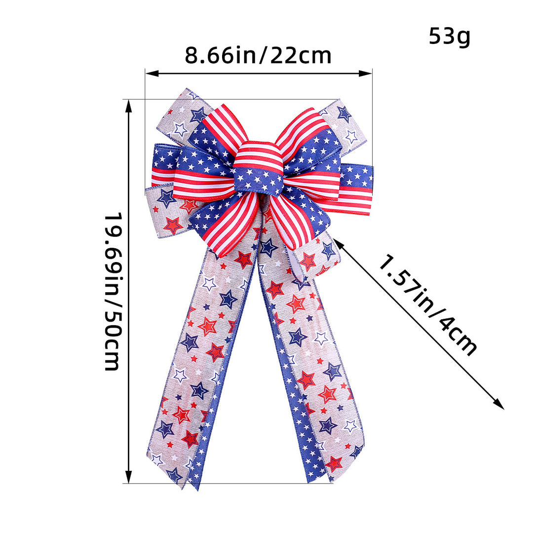Unisex nan large bow with star pattern and long ribbons for wreath and vehicle decoration Kalsten