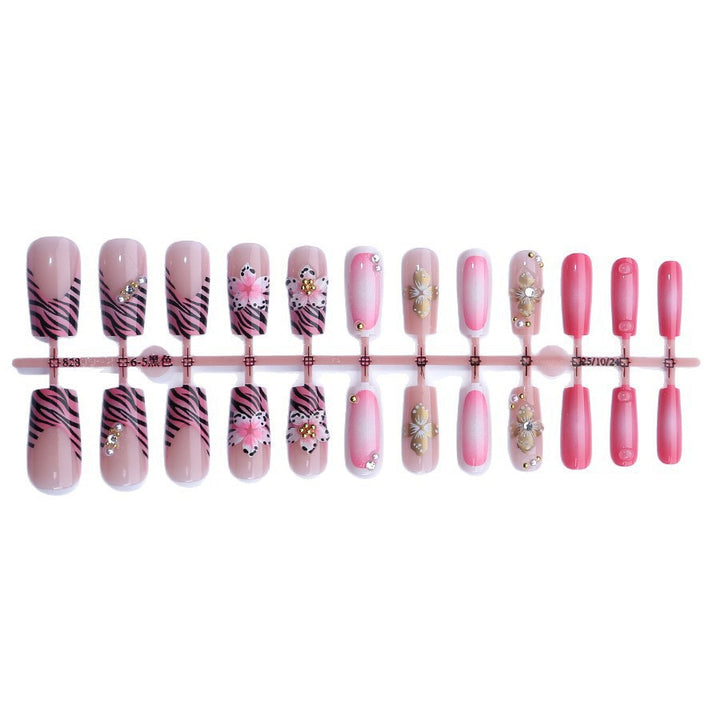 Artistic Floral and Zebra Print Press-On Nails Kalsten