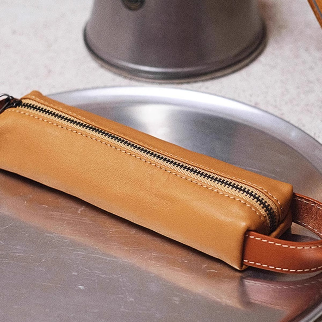 Premium Leather Zippered Pencil Case