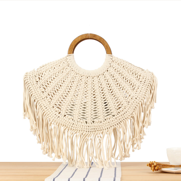 Handbag with Fringed Macramé Design Kalsten