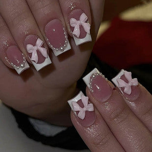 Creative 3D Bow and Pearl Nail Extensions Kalsten
