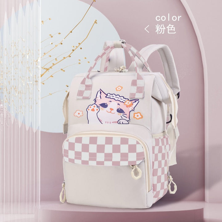 Playful Cat-Themed Multi-Pocket Backpack Kalsten