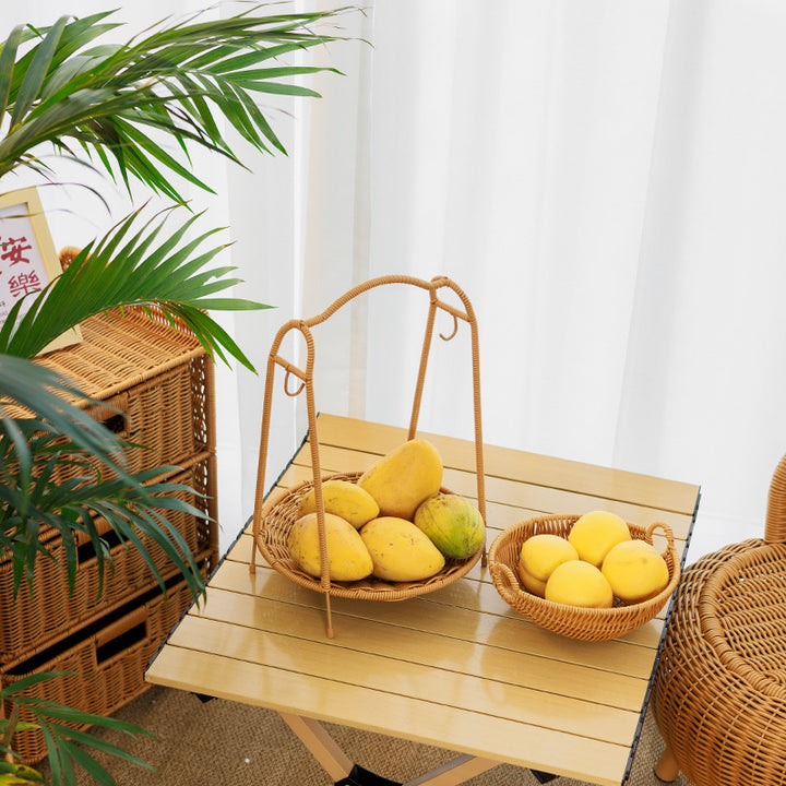 Two-Tiered Woven Fruit Display Stand Kalsten
