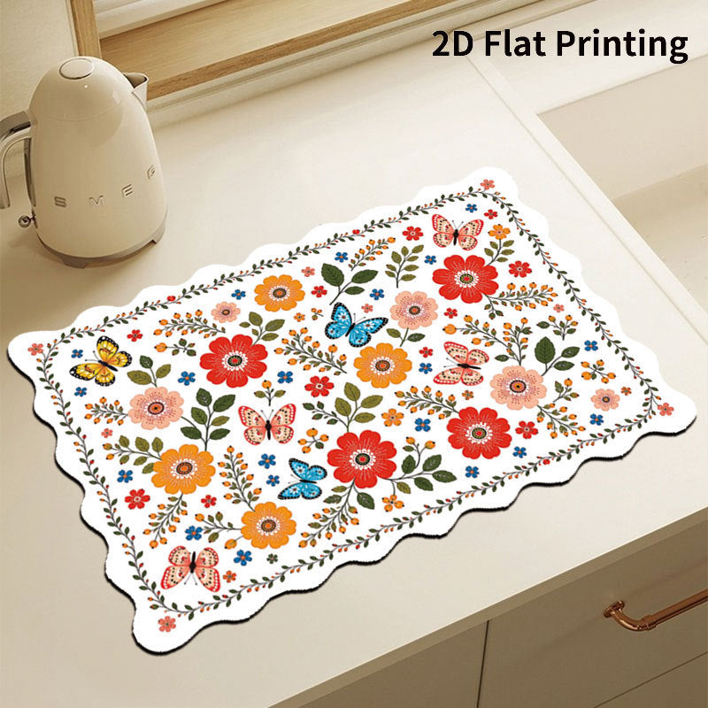 Floral Print Kitchen Mat