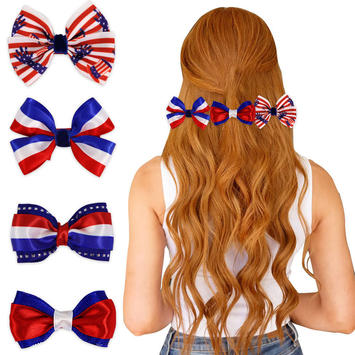 Women's Independence Day mini grosgrain ribbon hair bow with alligator clip Kalsten