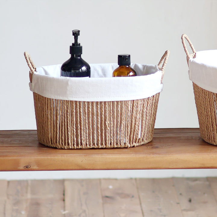 Handcrafted storage basket with white cotton lining Kalsten
