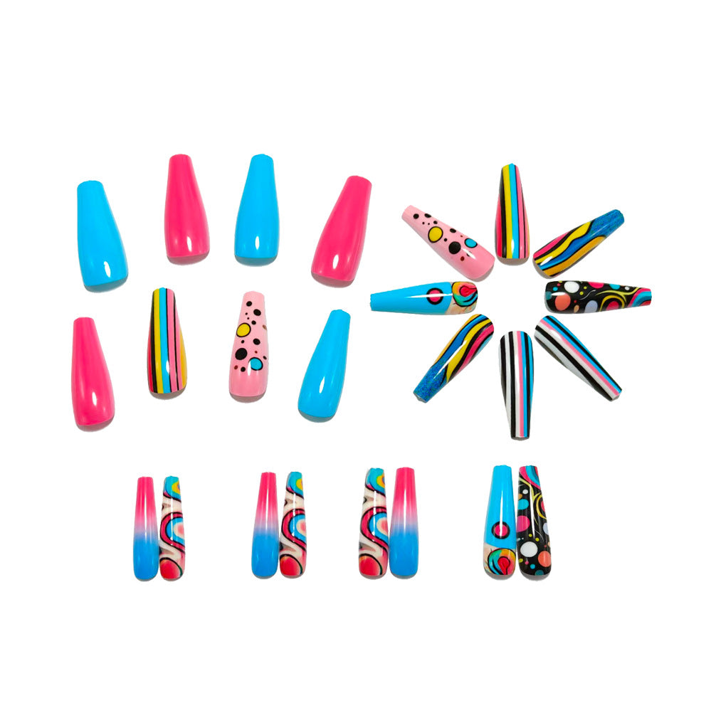 Artificial nails with Colorful Geometric Patterns Kalsten