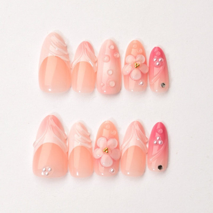 Elegant Floral Design Fake Nails Kalsten