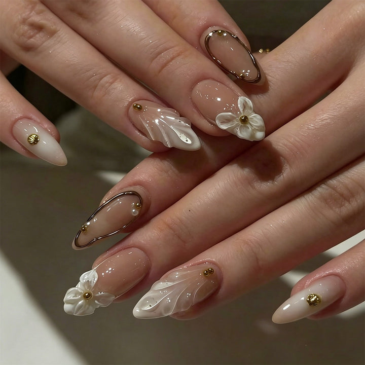Elegant Floral Bow Press-On Nail Tips Kalsten