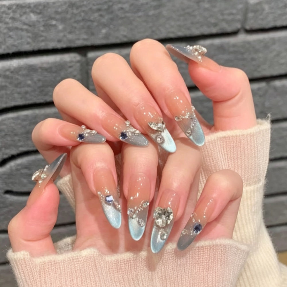 Press-On Stiletto Nails with Decorative Gemstone Accents Kalsten