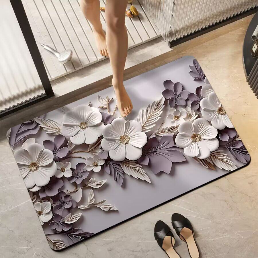 Floral-Themed Non-Slip Bath Mat Kalsten