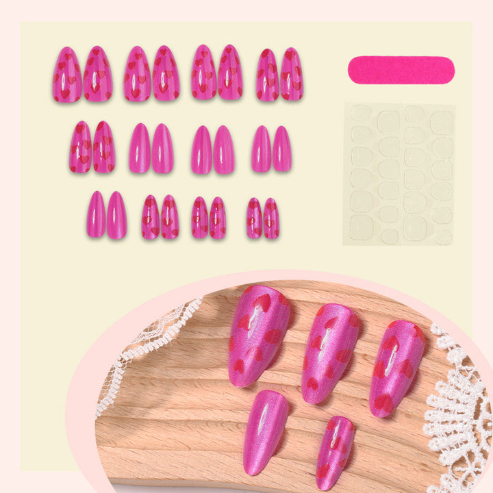 Decorative Press-On Nail Art Set with Heart Patterns kalsten