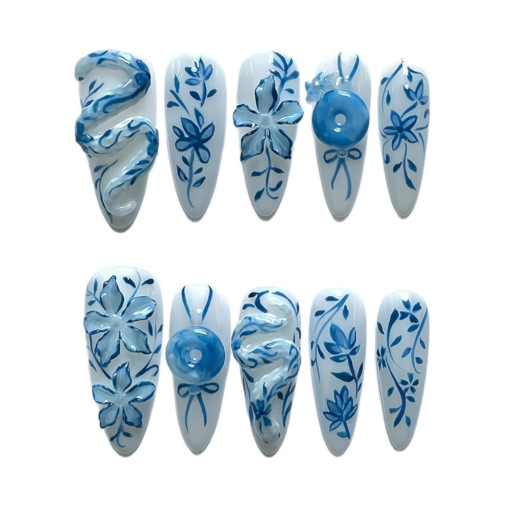 Artificial Nail Set with Floral Designs Kalsten