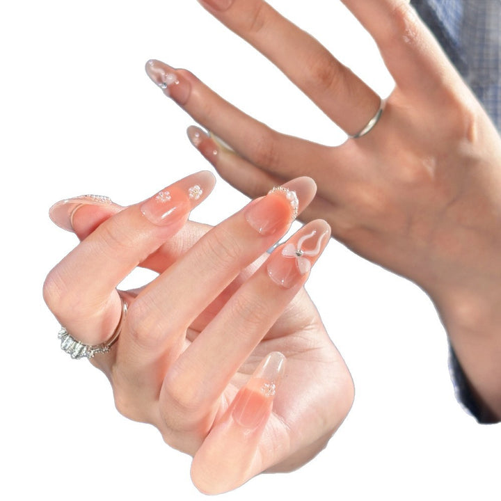 Elegant Press-On Nails with Decorative Floral Accents Kalsten