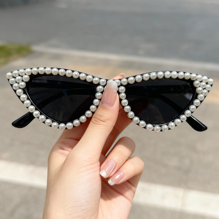 Pearl-Embellished Cat Eye Sunglasses Kalsten