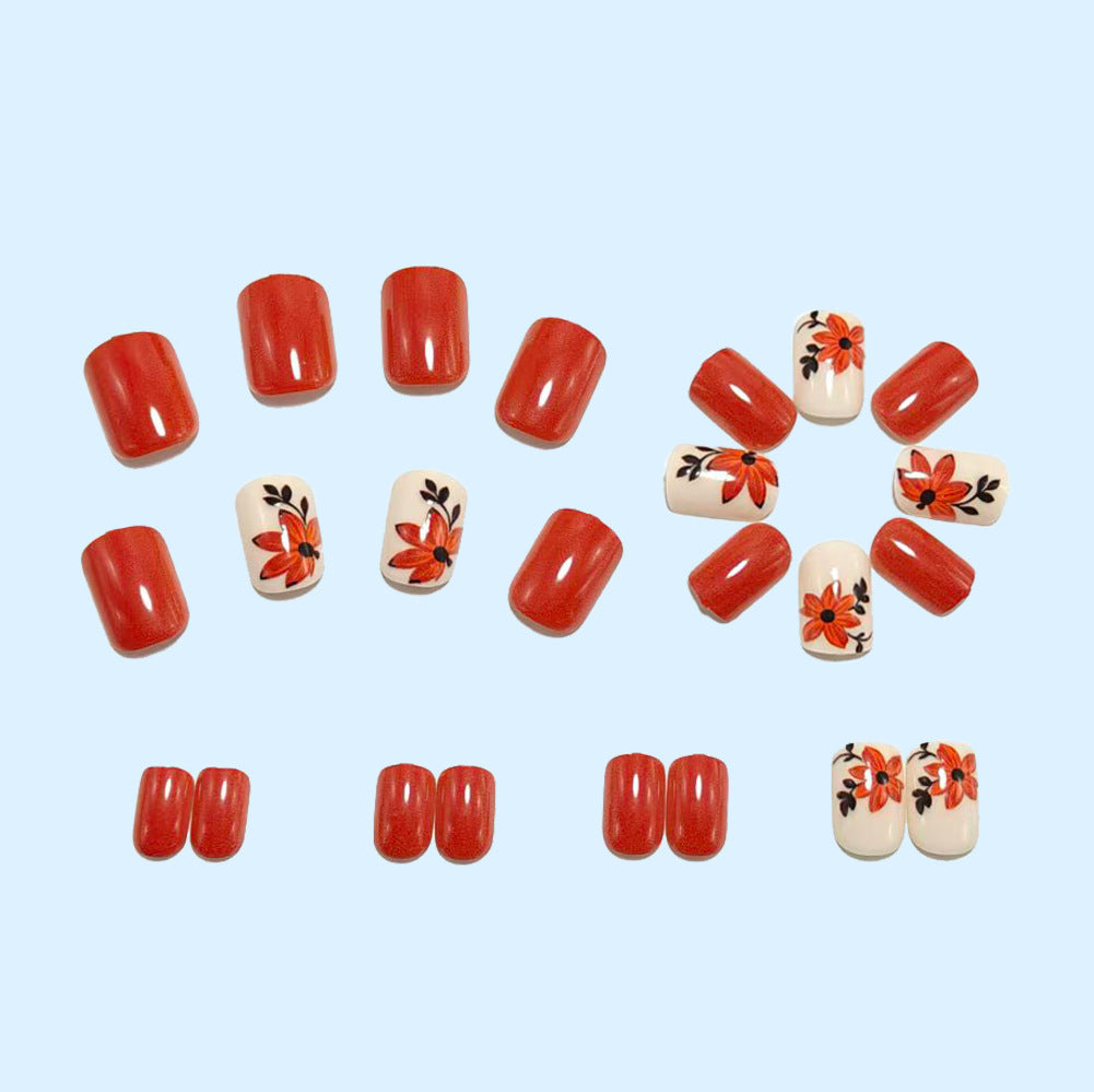 Artificial nails with floral autumn motifs Kalsten