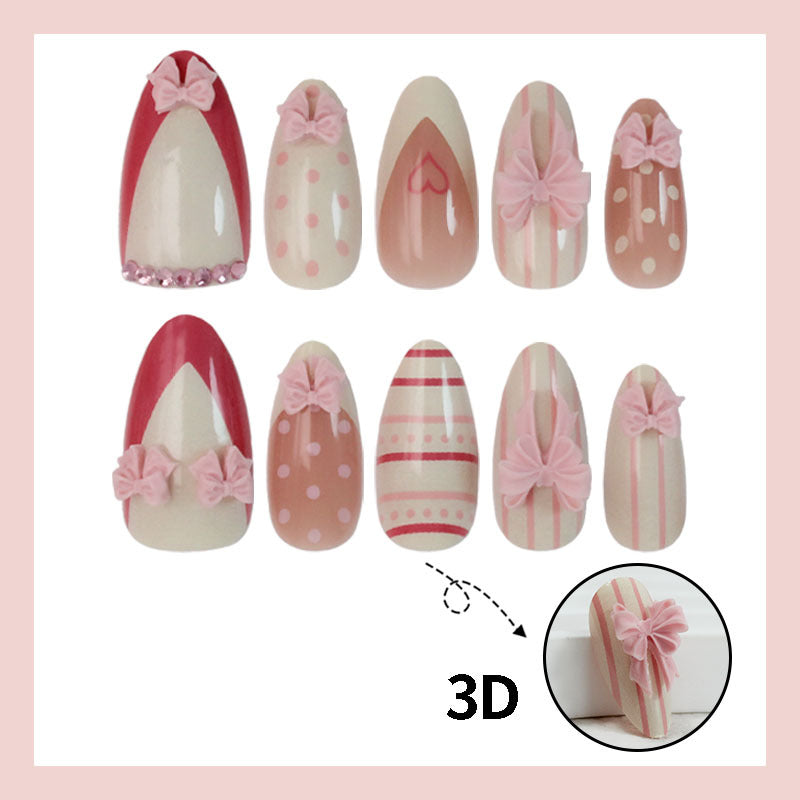 Nail art set with romantic bow and heart motifs Kalsten