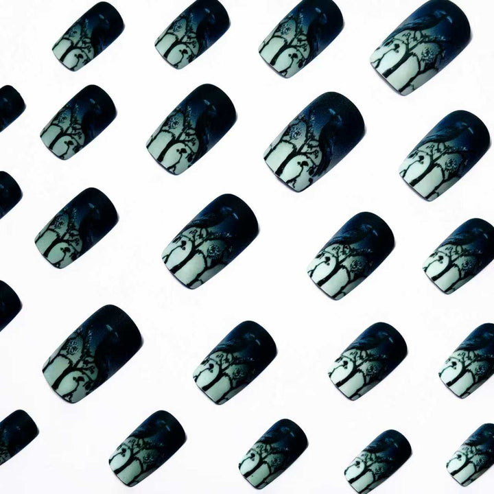Creative skull and crow design artificial nails Kalsten