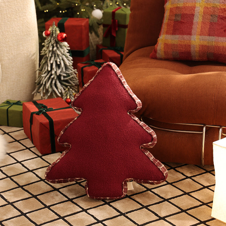 Christmas tree decorative pillow made of plush with decorative piping Kalsten