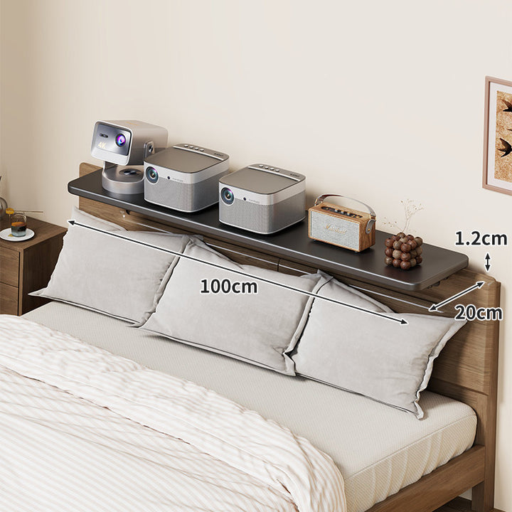 Headboard-Mounted Floating Bedside Shelf for Projectors and Devices
