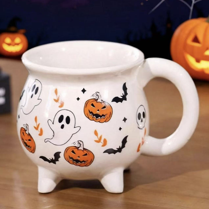 Ceramic kettle mug with star and planet decor