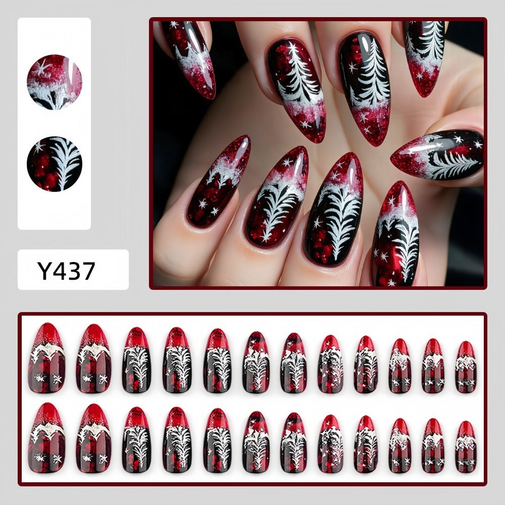 Artificial nails in festive Christmas design with elegant glitter Kalsten